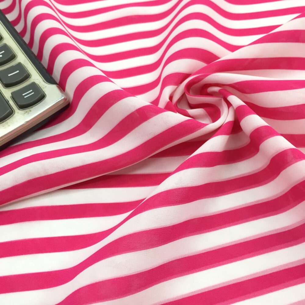 Çizgili Şifon Kumaş Pembe Çizgili Şifon Kumaş Pembe