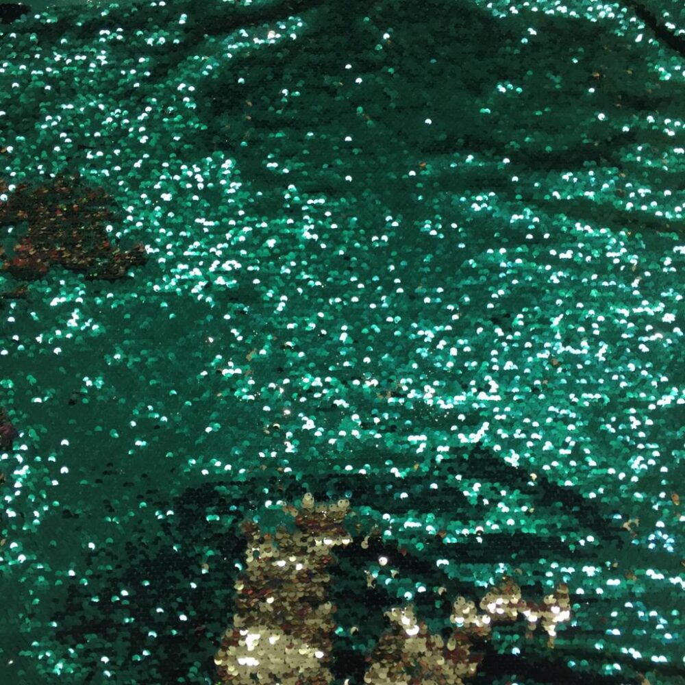 Dönen Payet Kumaş Zümrüt-Gold