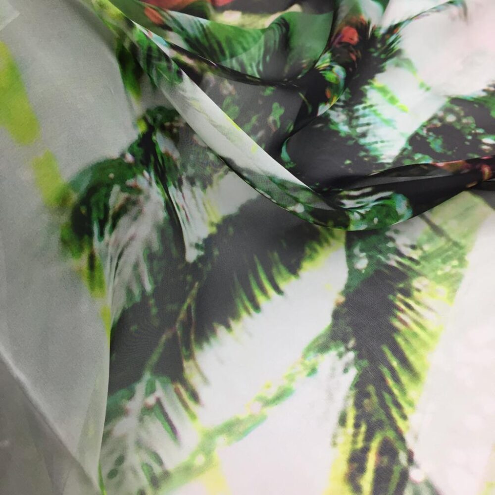 Desenli Şifon Kumaş Tropikal Desenli Şifon Kumaş Tropikal