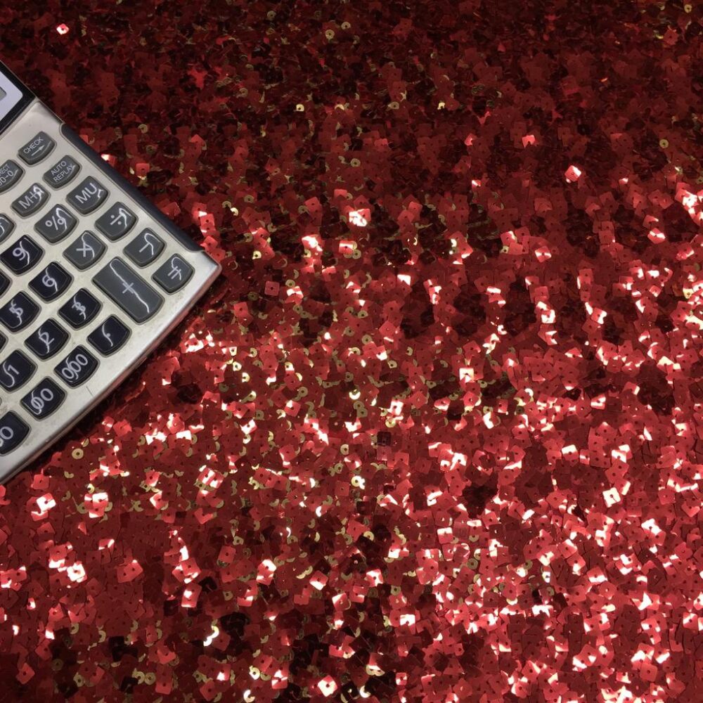 Kare Payet Kumaş Kırmızı-Gold