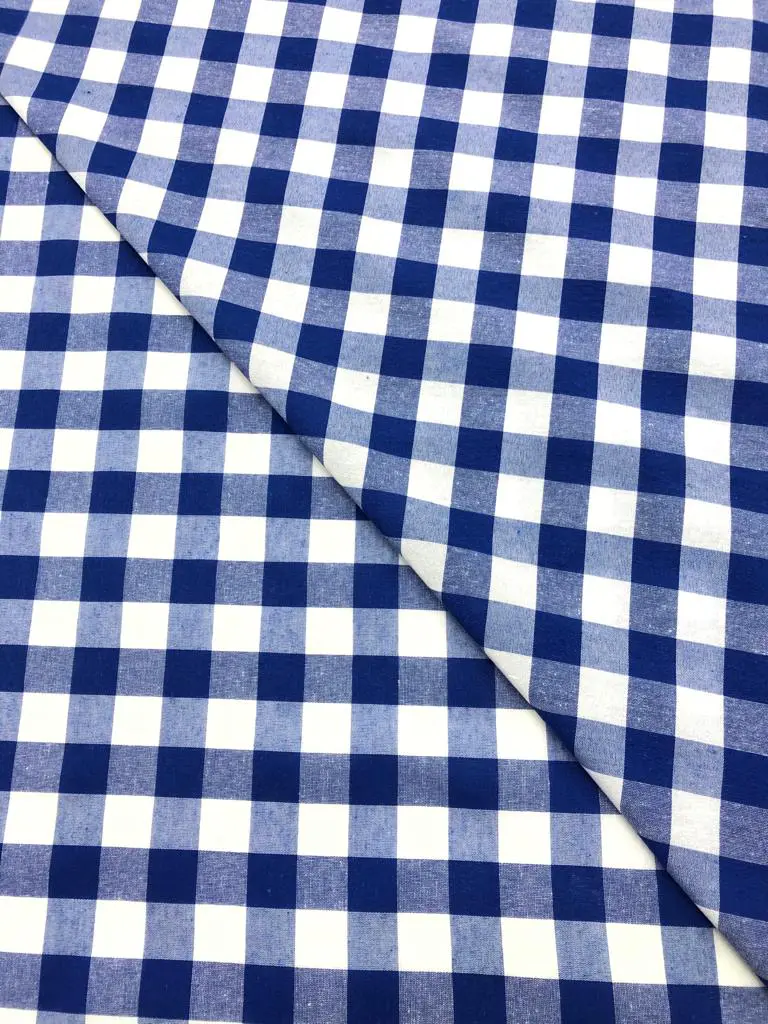 Büyük Pötikareli Kumaş Lacivert Beyaz