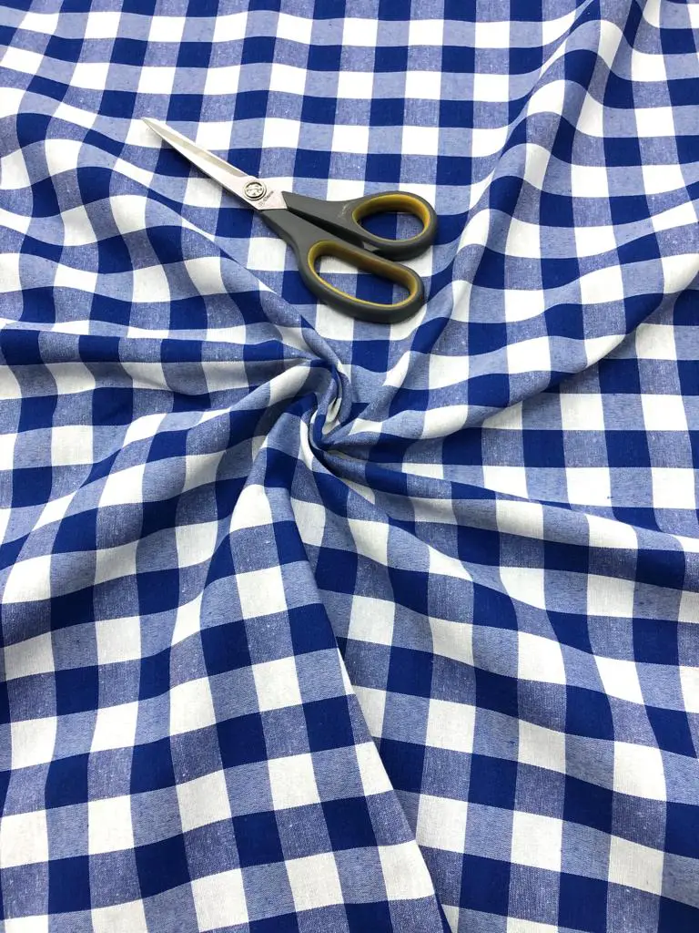 Büyük Pötikareli Kumaş Lacivert Beyaz