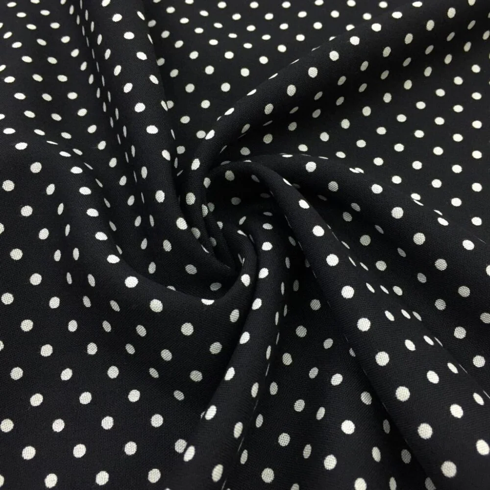 Puantiyeli Pamuklu Viskon Empirme Kumaş Siyah Beyaz Puantiyeli Pamuklu Viskon Empirme Kumaş Siyah Beyaz