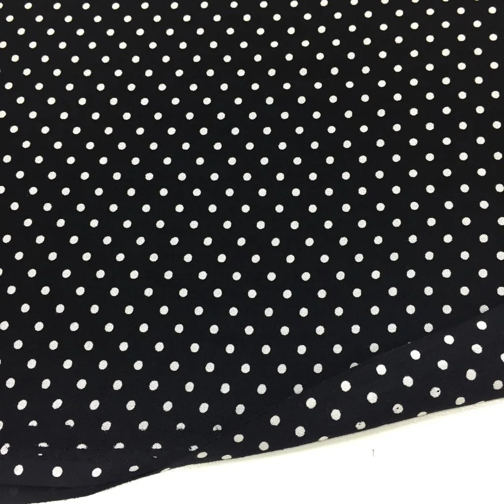 Puantiyeli Pamuklu Viskon Empirme Kumaş Siyah Beyaz