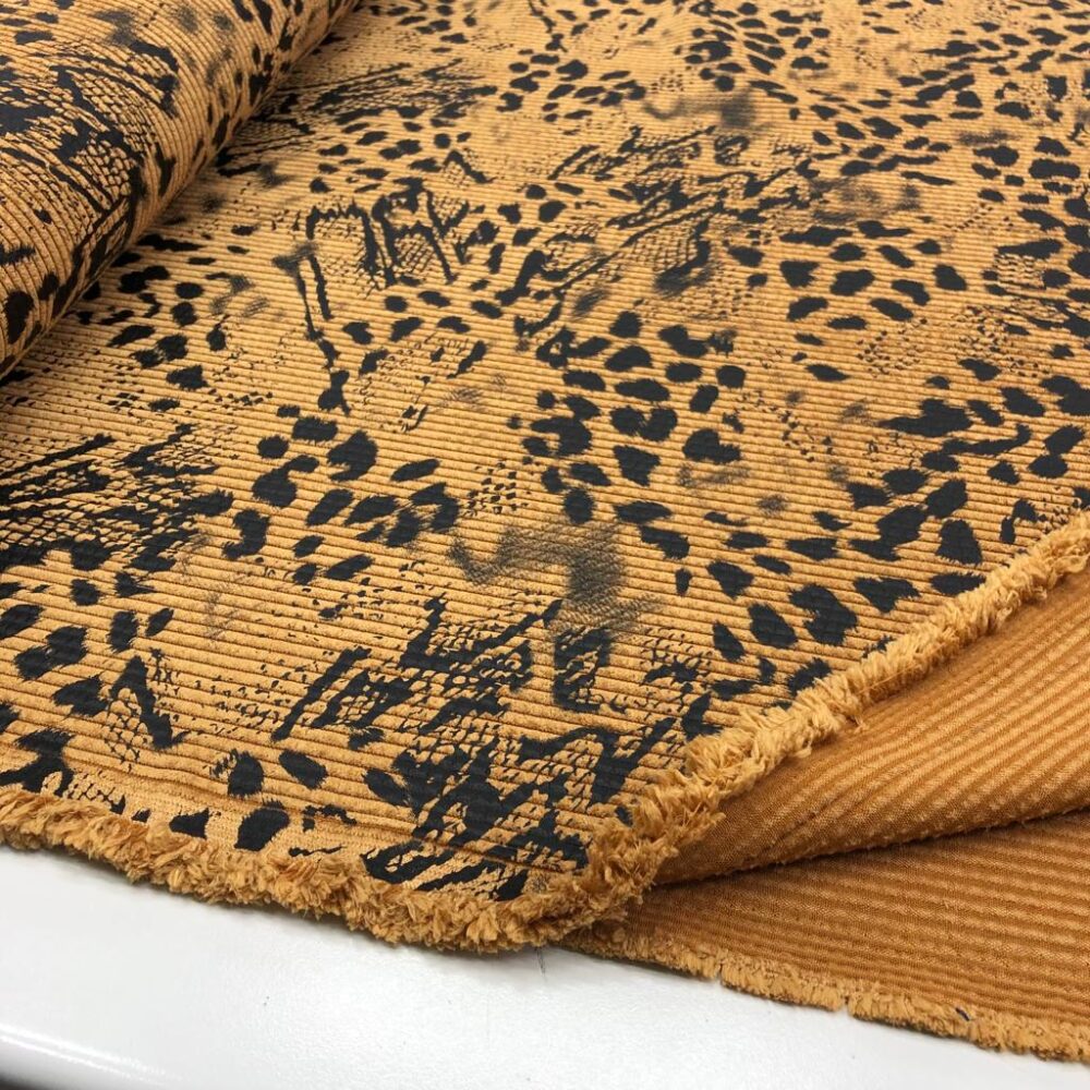 Desenli Fitilli Kadife Kumaş Hardal Sarısı Desenli Fitilli Kadife Kumaş Hardal Sarısı