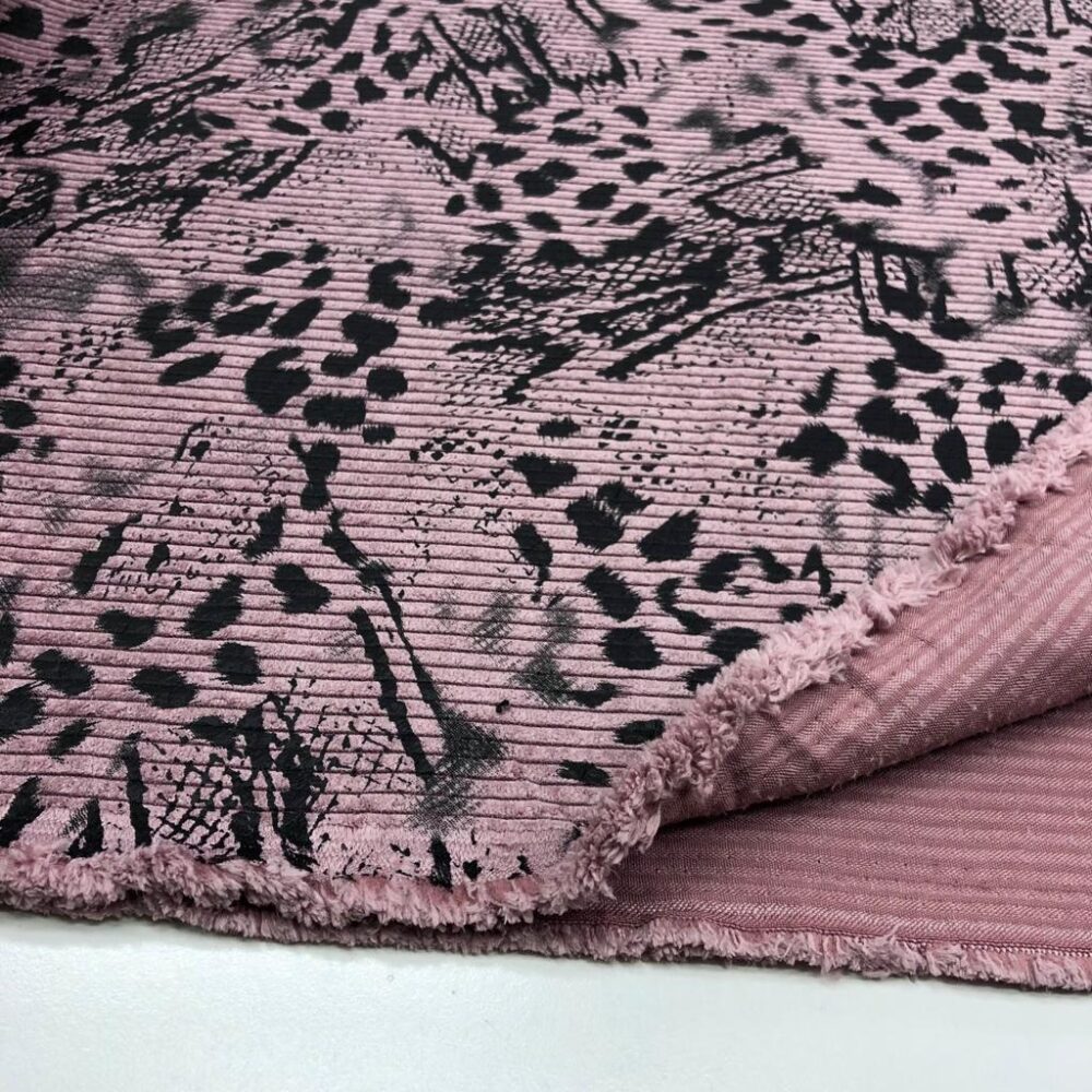 Desenli Fitilli Kadife Kumaş Pembe Desenli Fitilli Kadife Kumaş Pembe