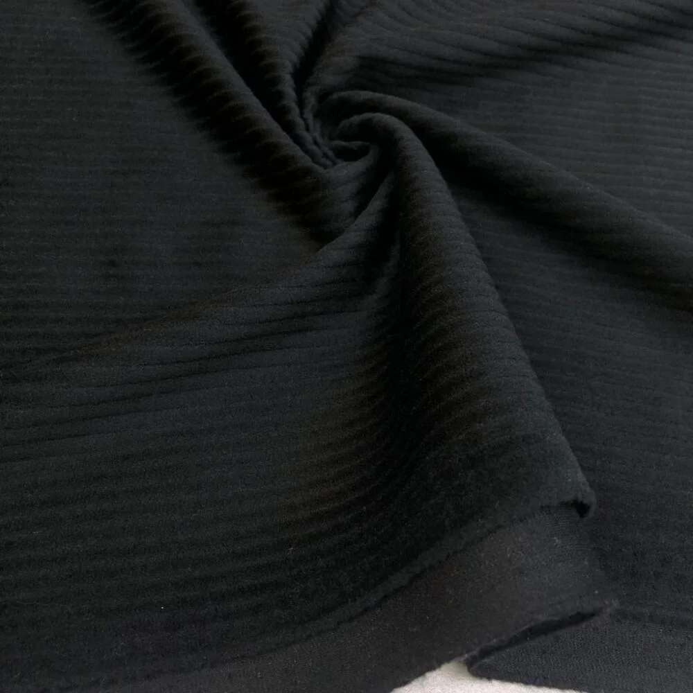 Dökümlü Fitilli Kadife Kumaş Siyah