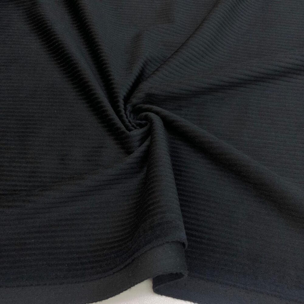 Dökümlü Fitilli Kadife Kumaş Siyah