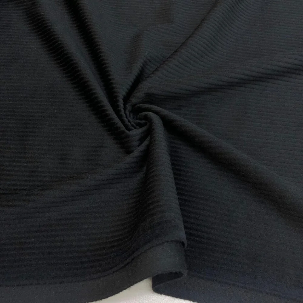 Dökümlü Fitilli Kadife Kumaş Siyah