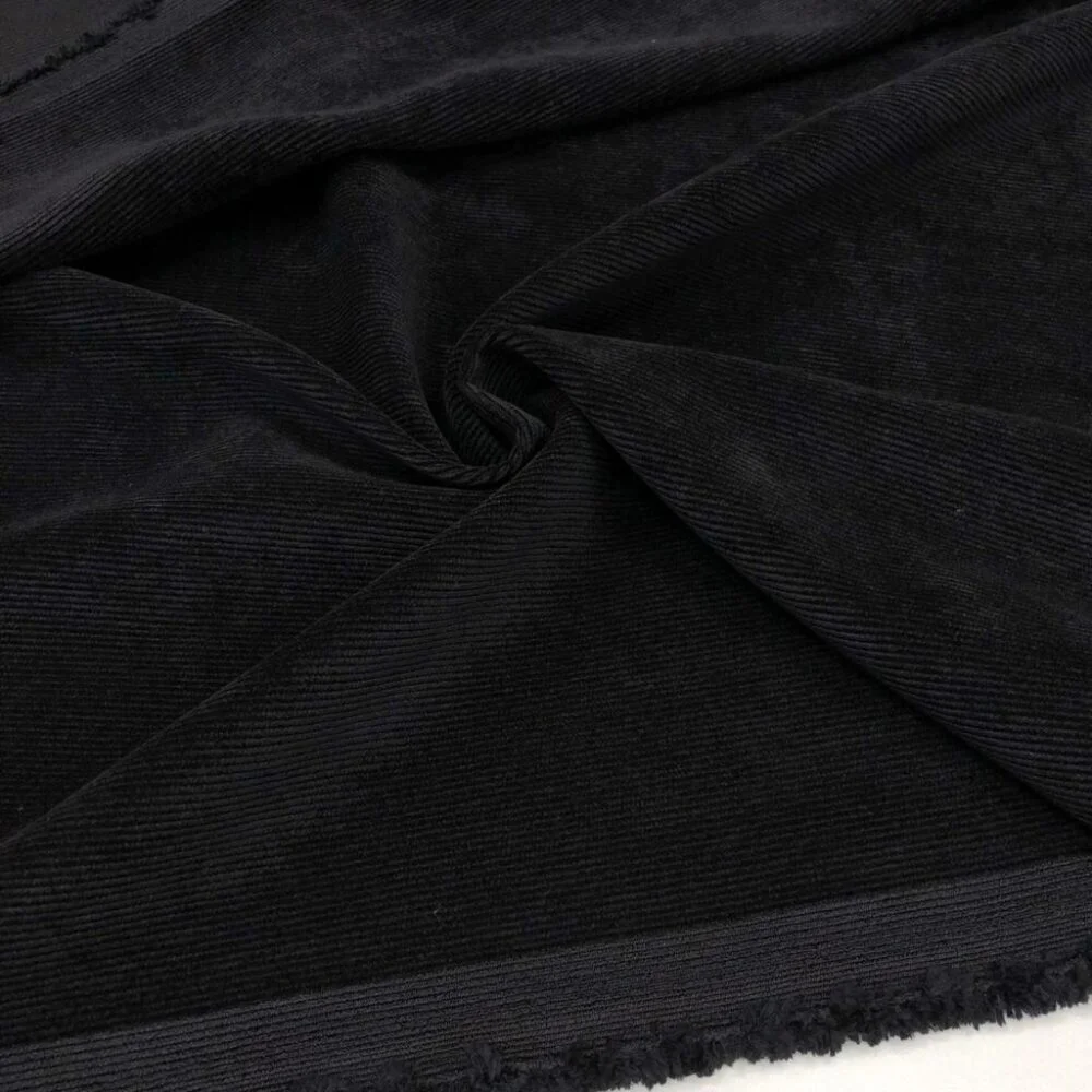 Fitilli Kadife Kumaş Siyah