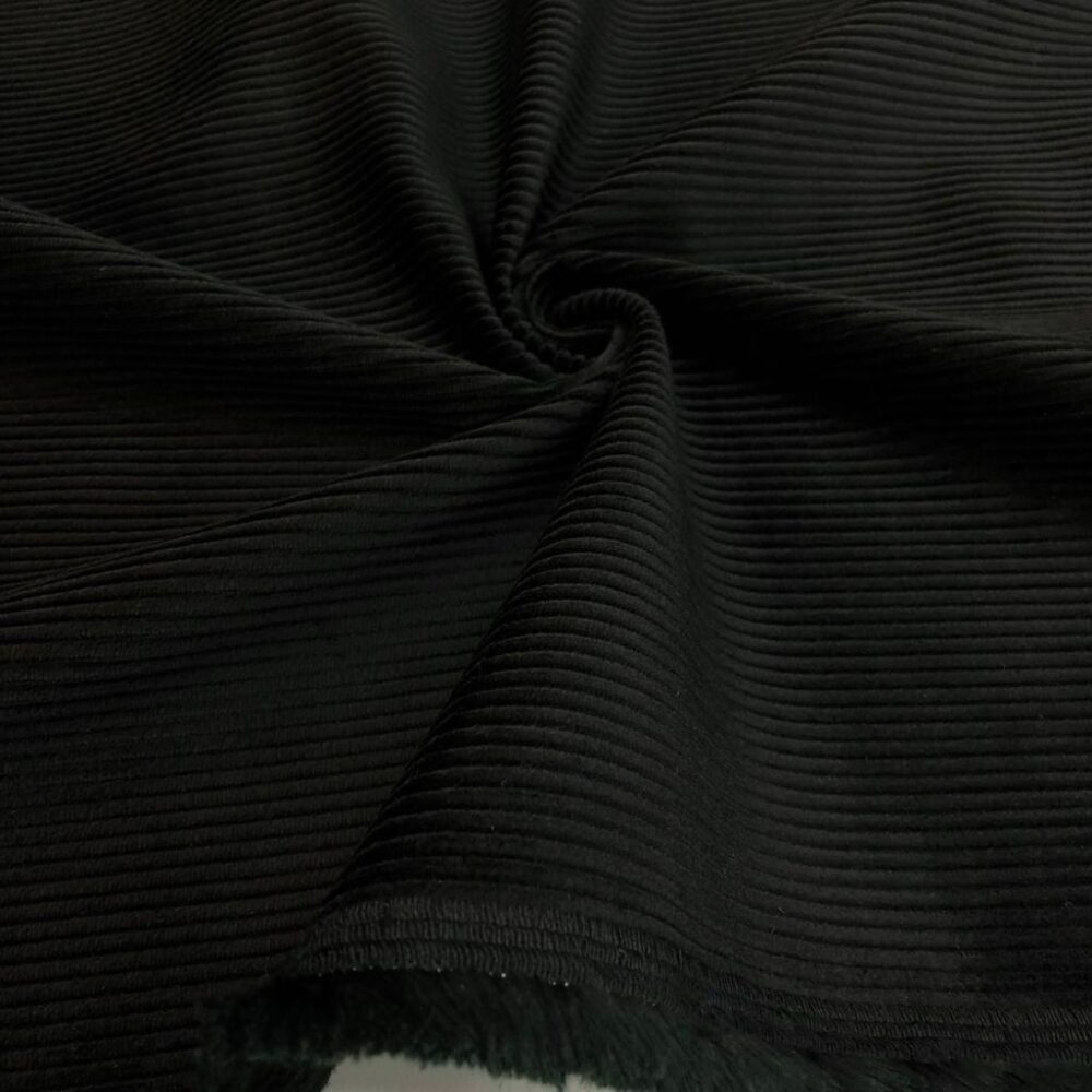 Kalın Fitilli Kadife Kumaş Siyah