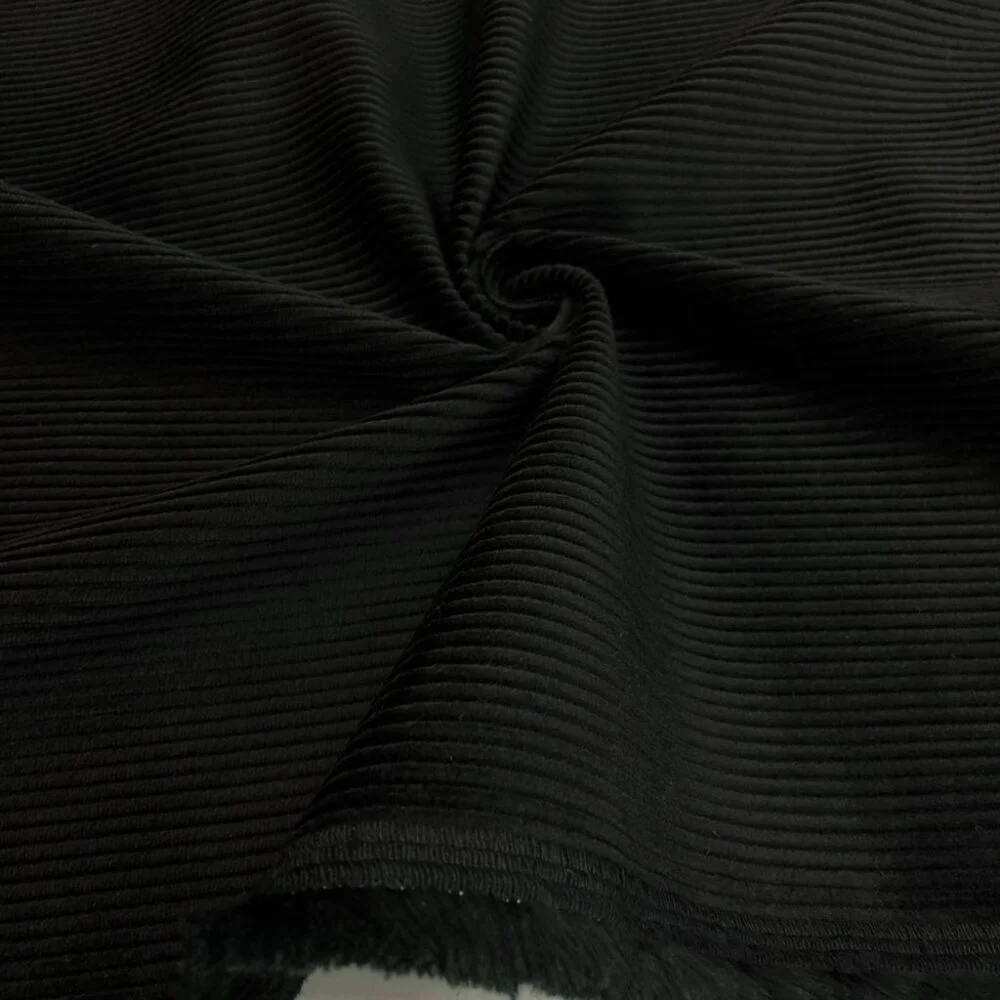 Kalın Fitilli Kadife Kumaş Siyah