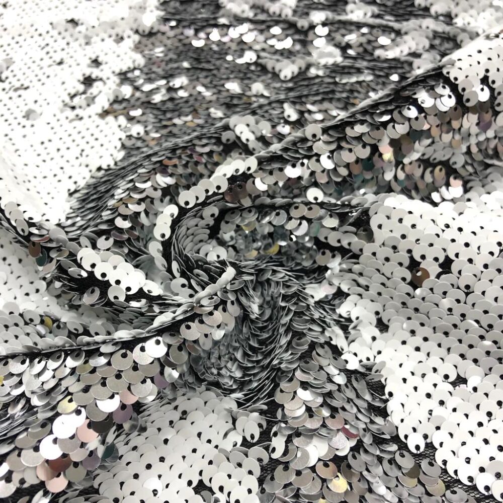 Dönen Payet Kumaş Beyaz-Gümüş