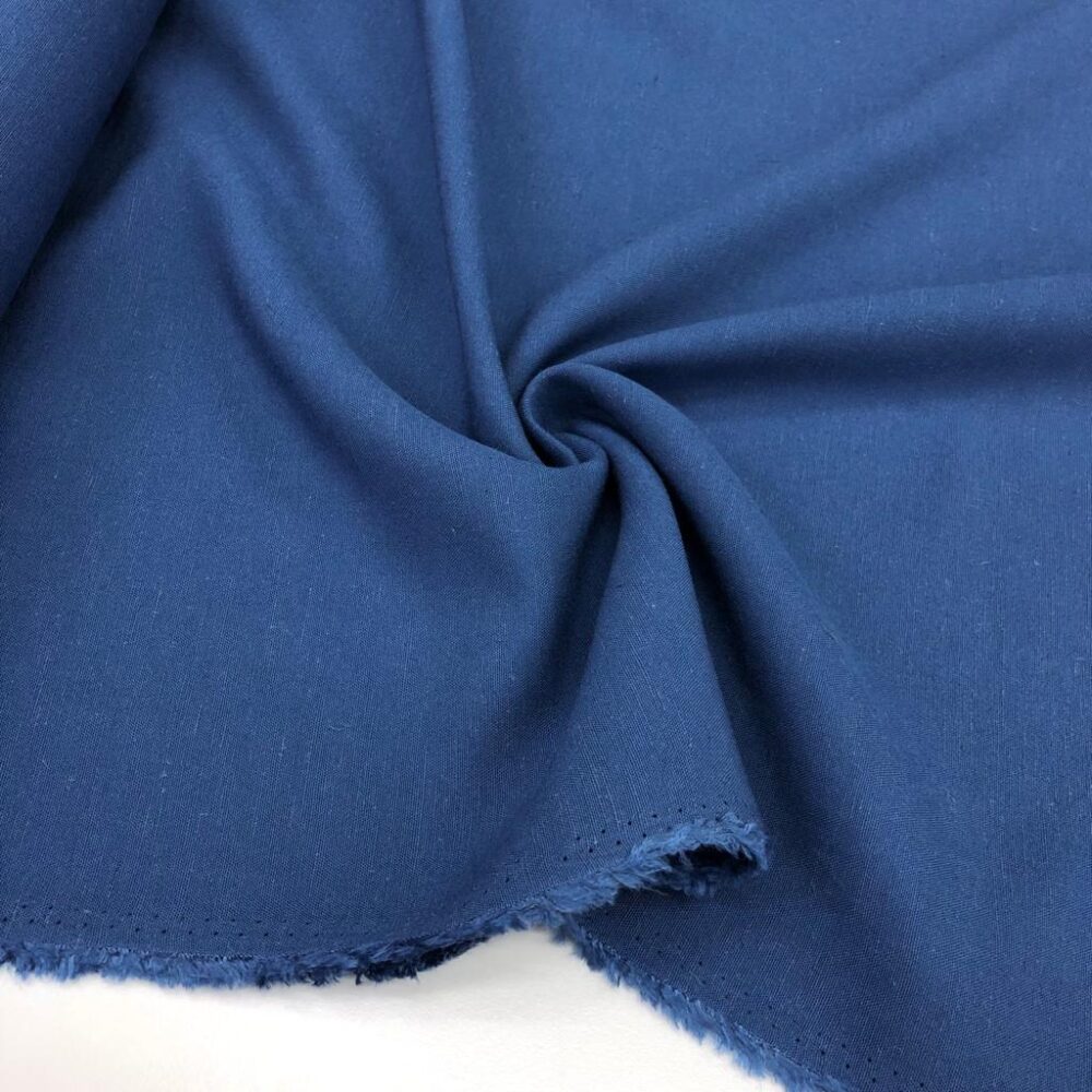 İthal Ham Keten Kumaş İndigo Mavisi