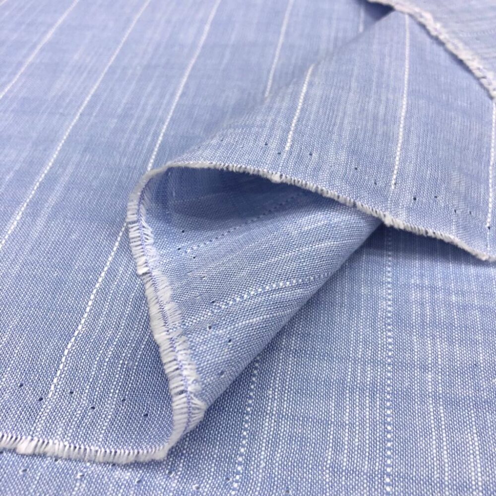 Çizgili Pamuk Keten Kumaş Açık Mavi Çizgili Pamuk Keten Kumaş Açık Mavi