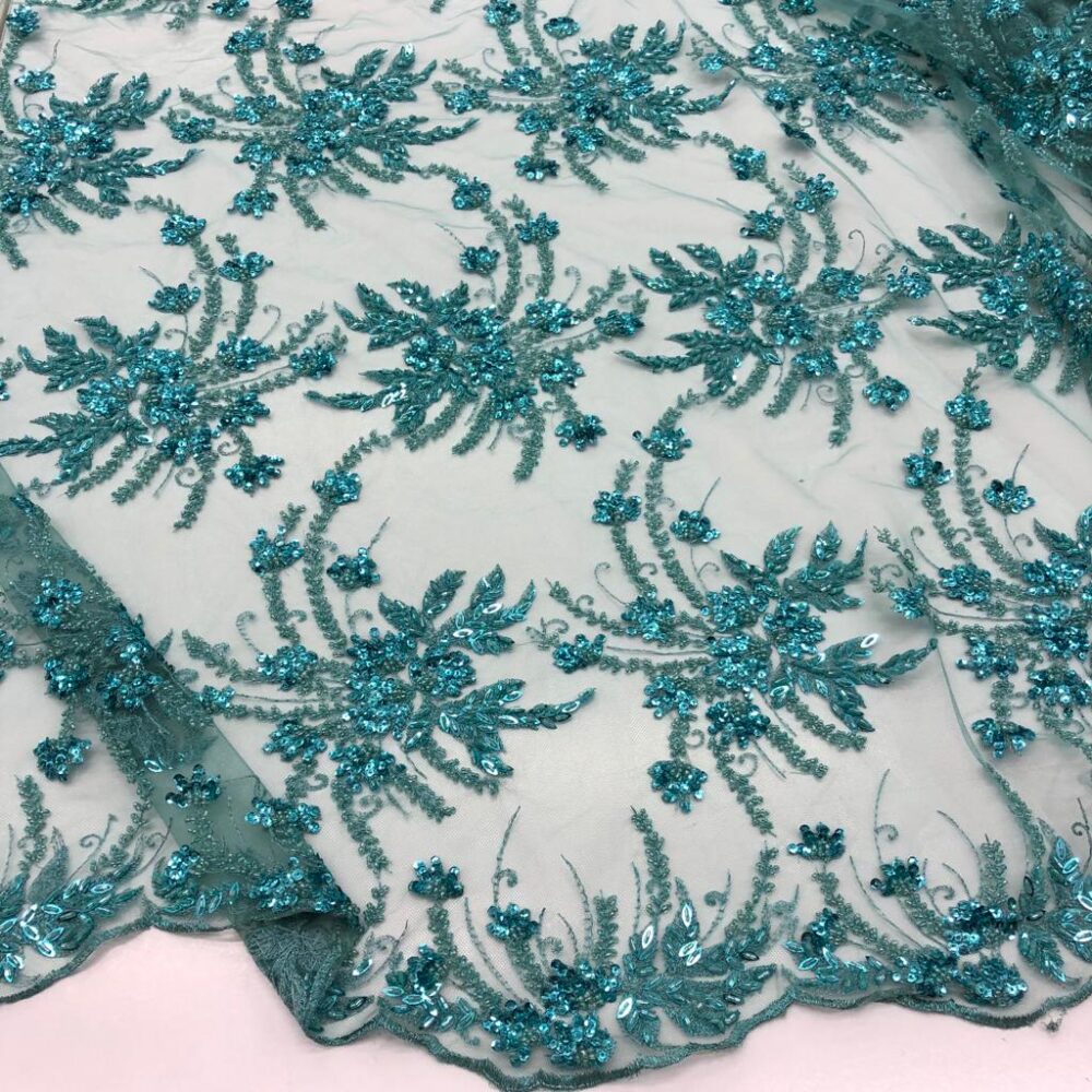 Taş İşlemeli Dantel Kumaş