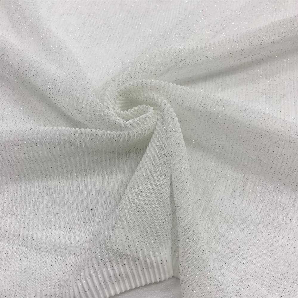 Simli Piliseli Tül Kumaş Beyaz