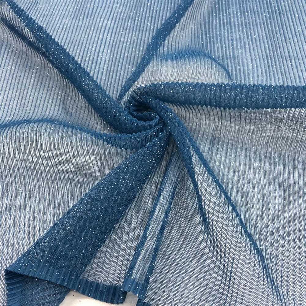 Simli Piliseli Tül Kumaş Petrol Mavisi