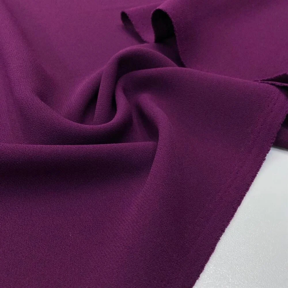 Double Krep Kumaş Koyu Üzüm Rengi