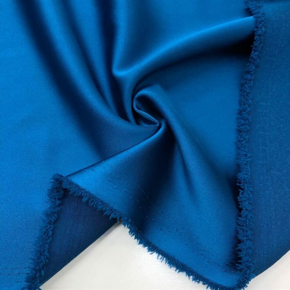 Asetat Saten Kumaş Koyu Saks Mavisi