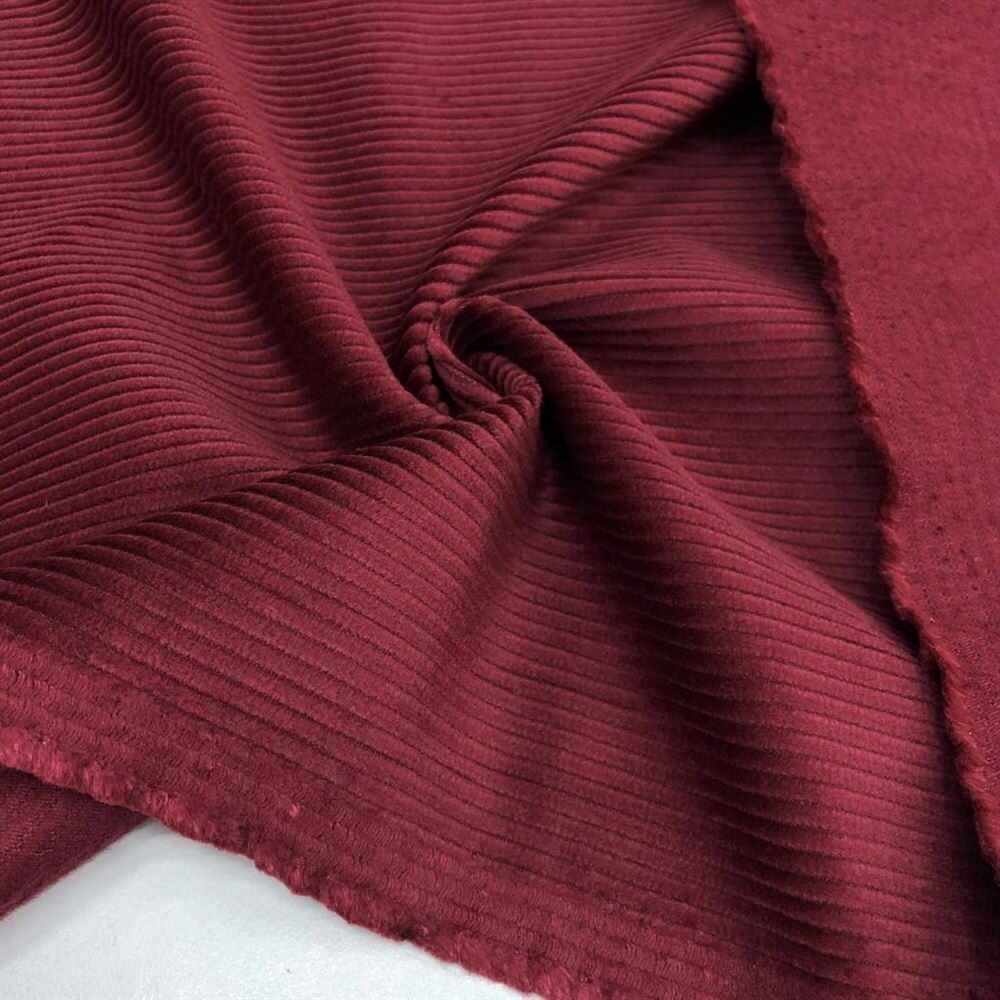 Fitilli Kadife Kumaş Koyu Kırmızı