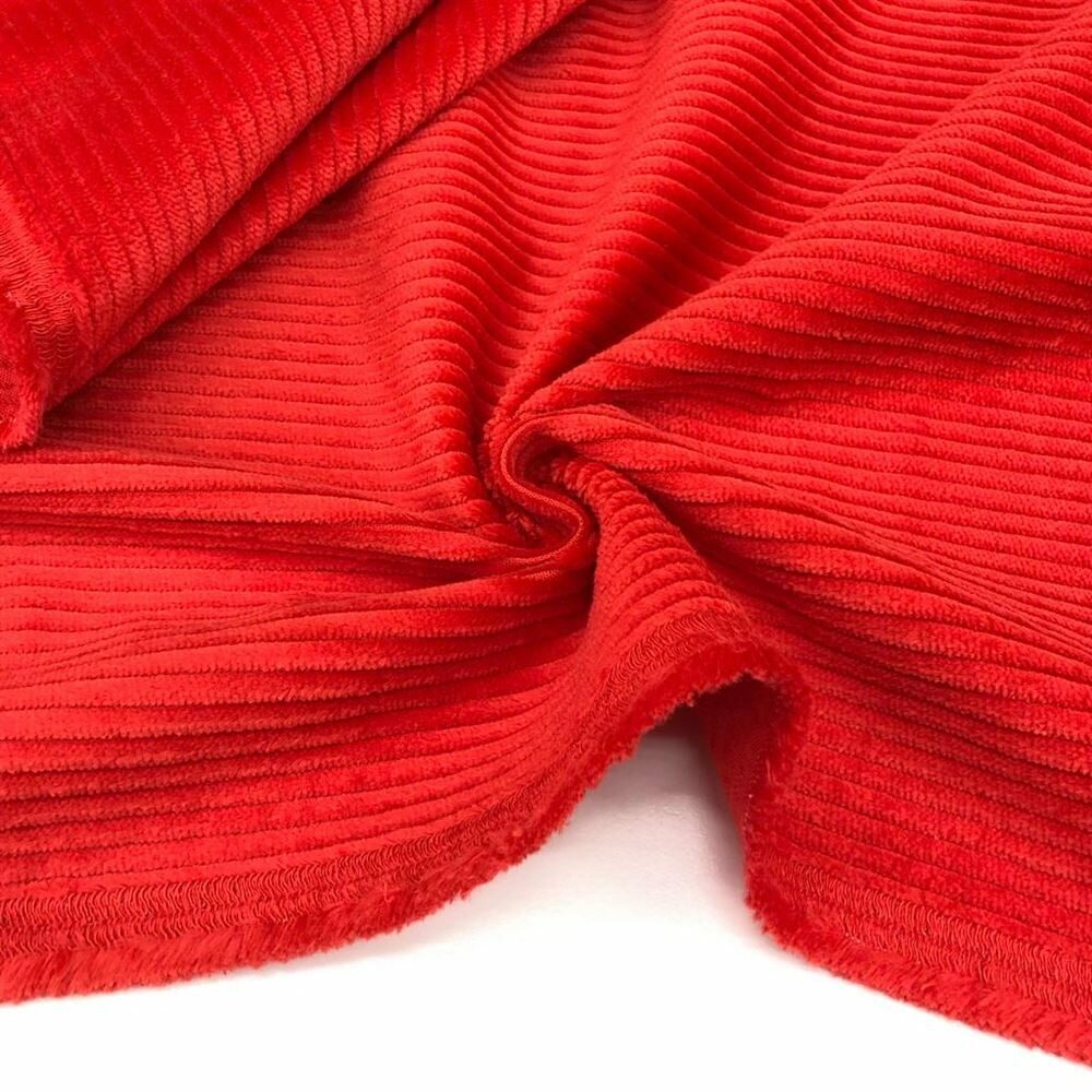 Kadife Fitilli Kumaş Canlı Kırmızı