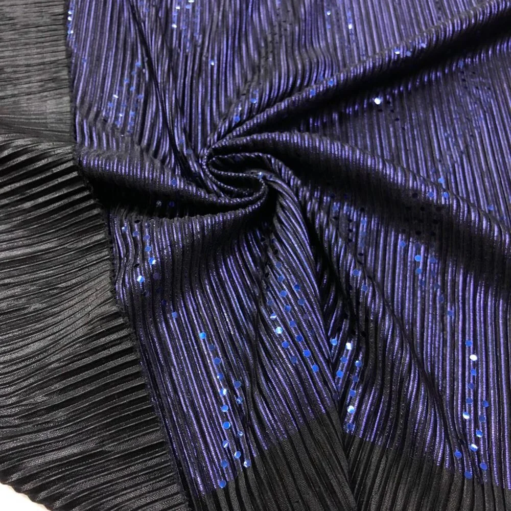 Metalik Örme Pullu Kumaş Lacivert