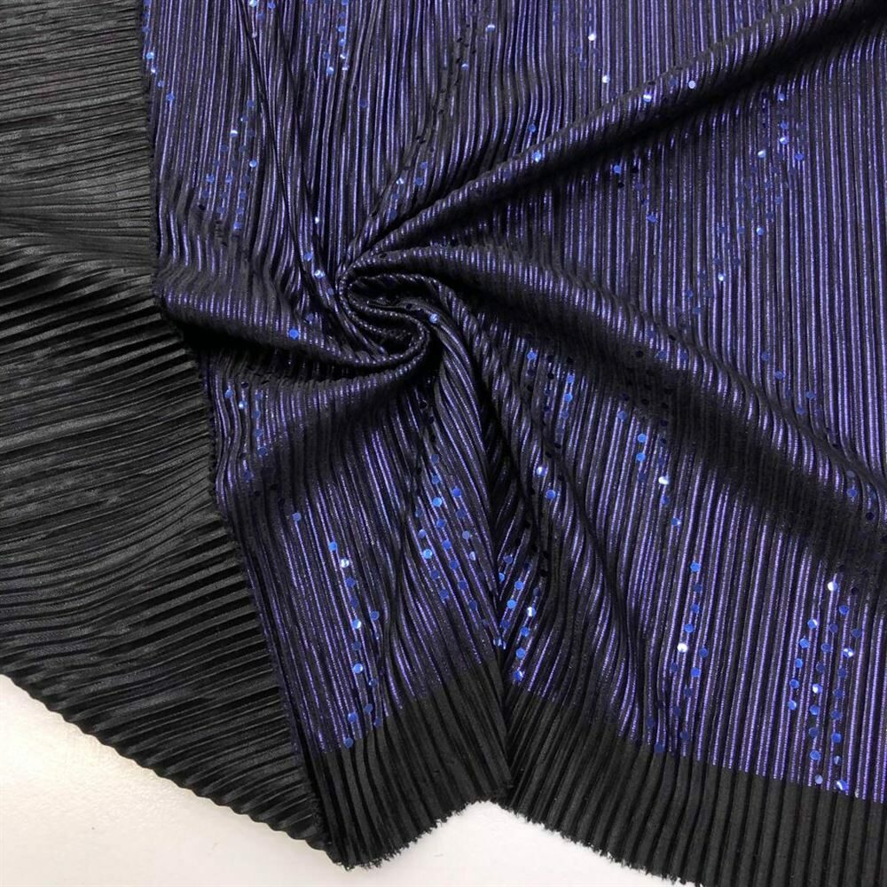 Metalik Örme Pullu Kumaş Lacivert