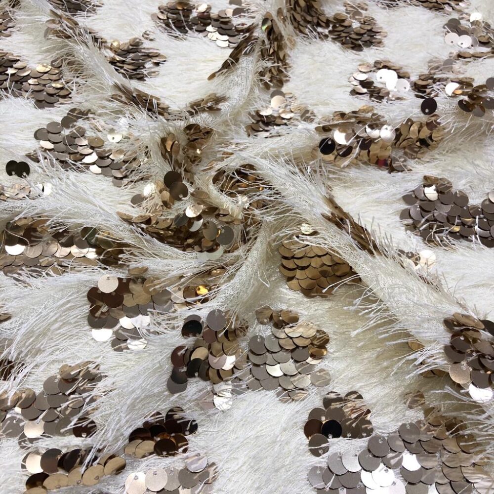 Sakallı Payet Kumaş Ekru