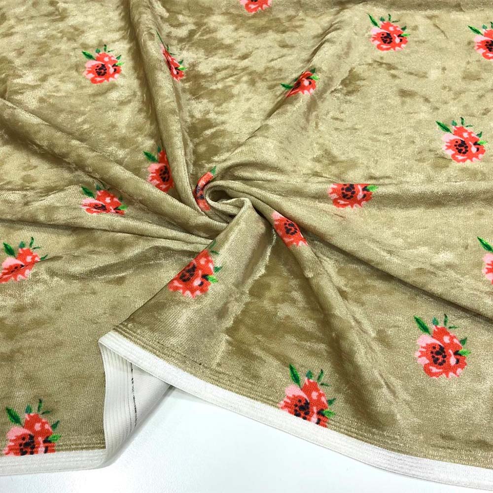 Desenli İpek Kadife Kumaş Desenli İpek Kadife Kumaş