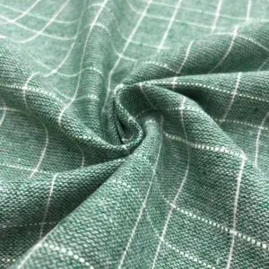 Ekose Pamuk Keten Kumaş Yeşil