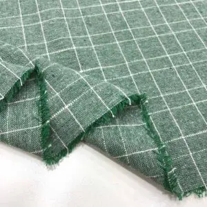 Ekose Pamuk Keten Kumaş Yeşil