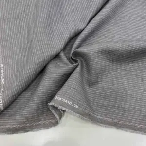 Çizgili Altınyıldız Ham Keten Kumaş Gri