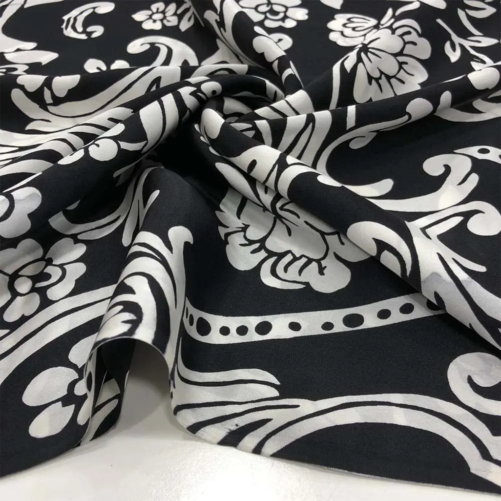 Desenli %100 İpek Saten Kumaş