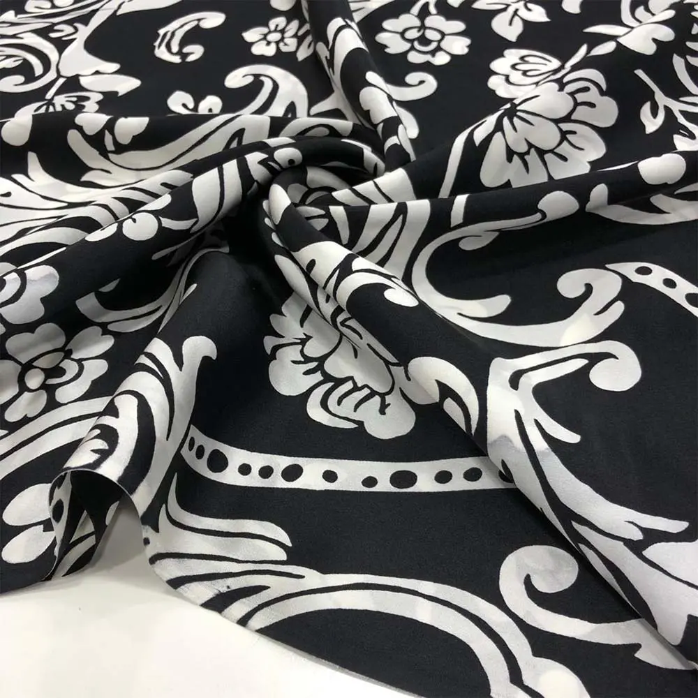 Desenli %100 İpek Saten Kumaş