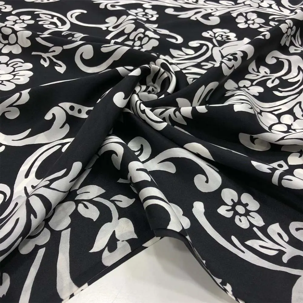 Desenli %100 İpek Saten Kumaş