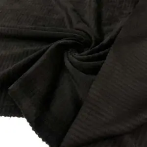 Fitilli İpek Kadife Kumaş Siyah