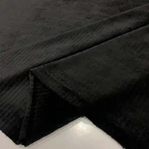 Fitilli İpek Kadife Kumaş Siyah