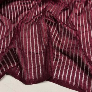 Desenli Tül Kumaş Bordo