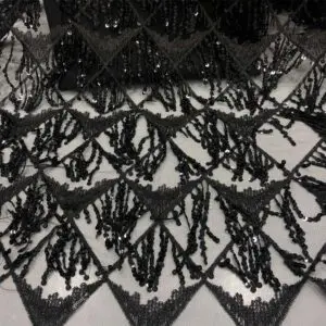 Saçaklı Payet Kumaş Siyah