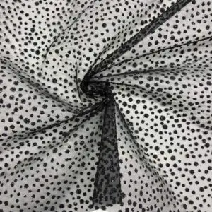 Simli Kabartmalı Tül Kumaş Siyah