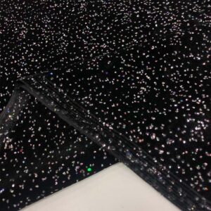 Simli İpek Kadife Kumaş Siyah