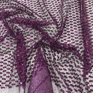 Taş İşlemeli Simli Kumaş Mürdüm