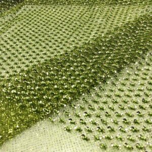 Taş İşlemeli Simli Kumaş Yeşil