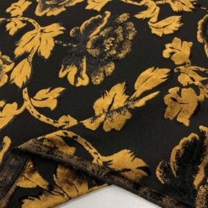 Yakma Jarse Kadife Kumaş Siyah Hardal