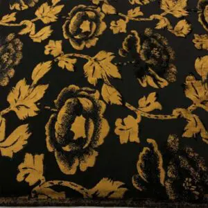 Yakma Jarse Kadife Kumaş Siyah Hardal