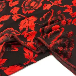 Yakma Jarse Kadife Kumaş Siyah Turuncu