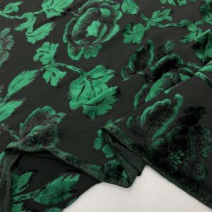 Yakma Jarse Kadife Kumaş Siyah Zümrüt