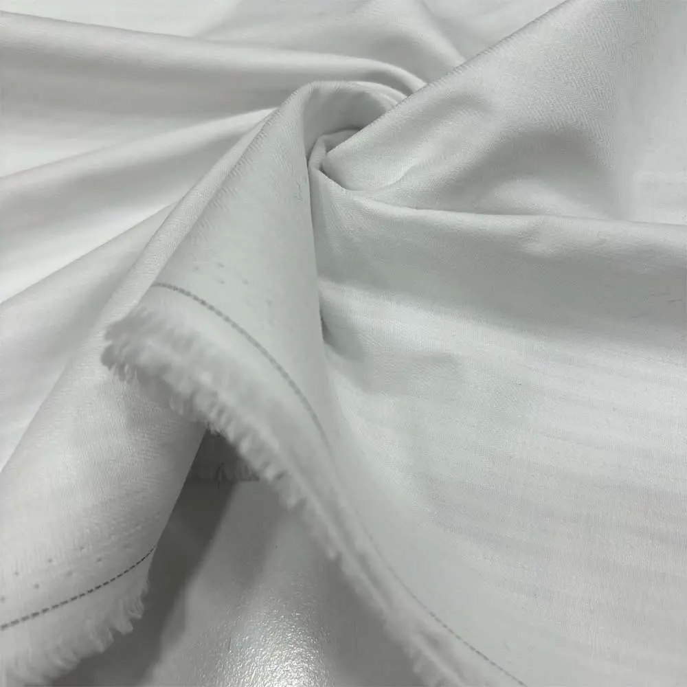Kendinden Çizgili Poplin Kumaş Beyaz