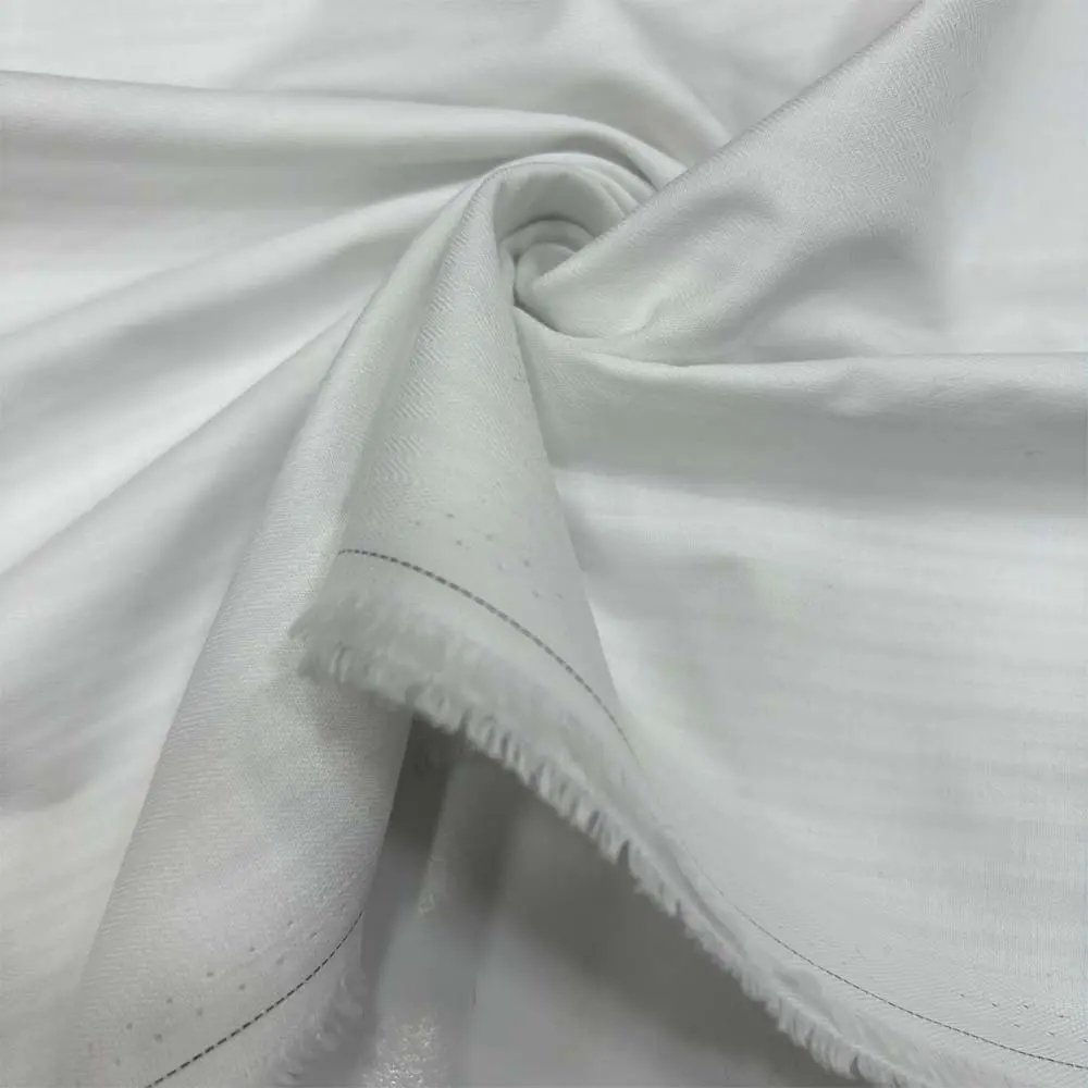 Kendinden Çizgili Poplin Kumaş Beyaz